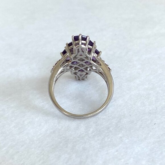 Sterling Silver 925 STS Multi Gemstone Amethyst & Garnet Statement Ring Sz 9 - Picture 6 of 16